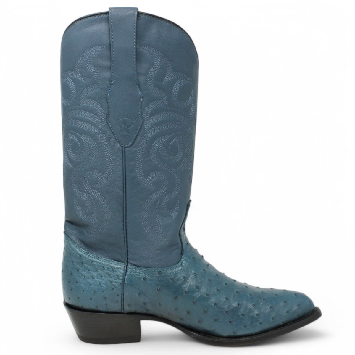 Botas de Piel de Avestruz Original Horma Puntal Color Azul Jean - Los Altos Boots - Los Altos Boots