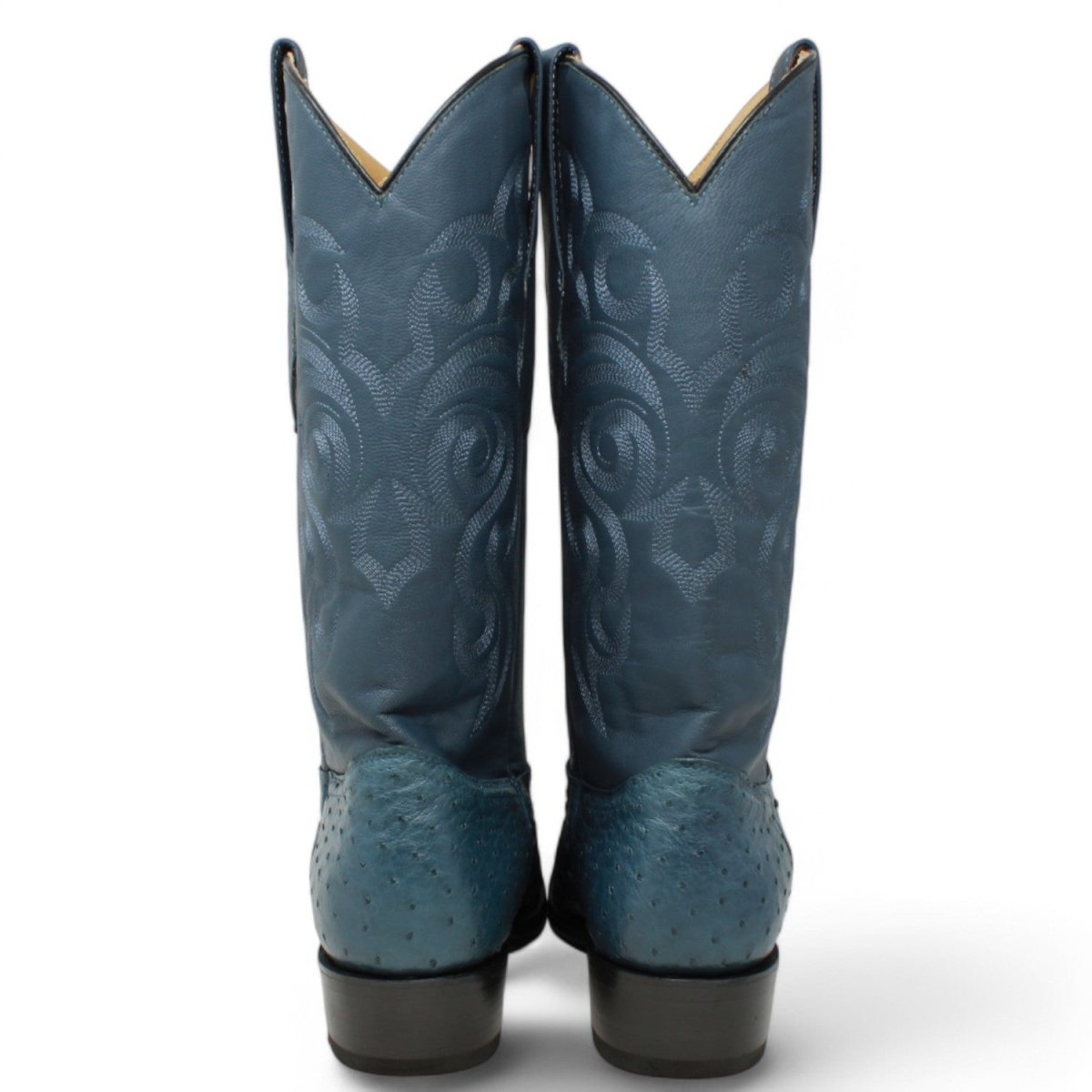 Botas de Piel de Avestruz Original Horma Puntal Color Azul Jean - Los Altos Boots - Los Altos Boots