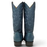 Botas de Piel de Avestruz Original Horma Puntal Color Azul Jean - Los Altos Boots - Los Altos Boots