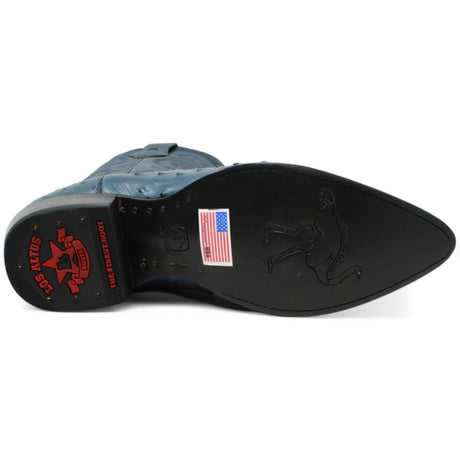 Botas de Piel de Avestruz Original Horma Puntal Color Azul Jean - Los Altos Boots - Los Altos Boots