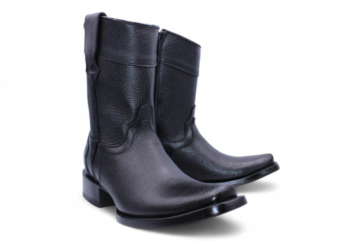 Botas de Piel Floter Punta Dubai Cuadrada Para Hombre Color Negro - Hooch Boots - Hooch