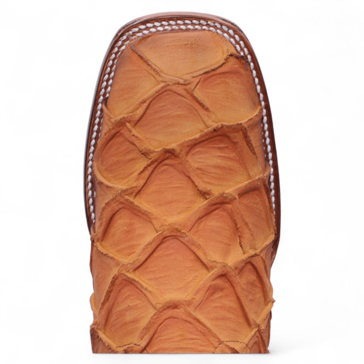 Botas de Piel Grabado Pez Pirarucu Punta Cuadrada Color Miel - Hooch Boots - Hooch