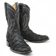 Botas de Piel Grabado Pez Pirarucu Punta Cuadrada Color Negro - Hooch Boots - Hooch