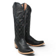Botas de Piel Original con Diseño de Rombos y Estrellas Punta Cuadrada Para Dama Color Negro - Tanner Mark Boots - Tanner Mark Boots