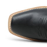 Botas de Piel Original con Diseño de Rombos y Estrellas Punta Cuadrada Para Dama Color Negro - Tanner Mark Boots - Tanner Mark Boots