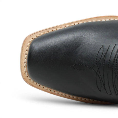 Botas de Piel Original con Diseño de Rombos y Estrellas Punta Cuadrada Para Dama Color Negro - Tanner Mark Boots - Tanner Mark Boots