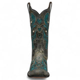 Botas de Piel Original Punta Cuadrada Color Gris y Turquesa - Ive West - Rudel & Co.