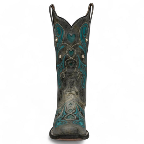 Botas de Piel Original Punta Cuadrada Color Gris y Turquesa - Ive West - Rudel & Co.