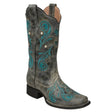 Botas de Piel Original Punta Cuadrada Color Gris y Turquesa - Ive West - Rudel & Co.