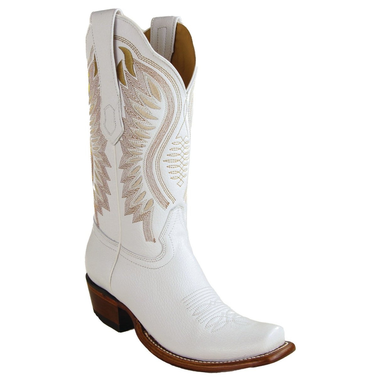 Botas de Piel Original Punta Dubai Cuadrada Para Dama Color Blanco - Los Altos Boots - Los Altos Boots