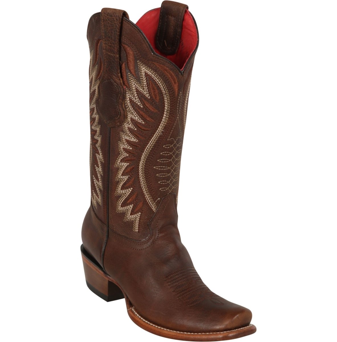 Botas de Piel Original Punta Dubai Cuadrada Para Dama Color Nuez - Los Altos Boots - Los Altos Boots