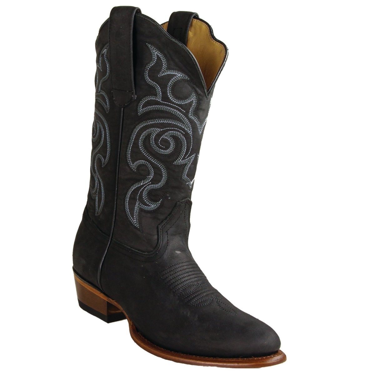 Women´s Western Genuine Leather Oval Toe Boots Crazy Black Color - Los Altos Boots