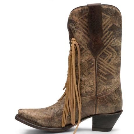 Botas de Piel Original Punta Recortada Color Cafe con Flecos - Ive West - Rudel & Co.