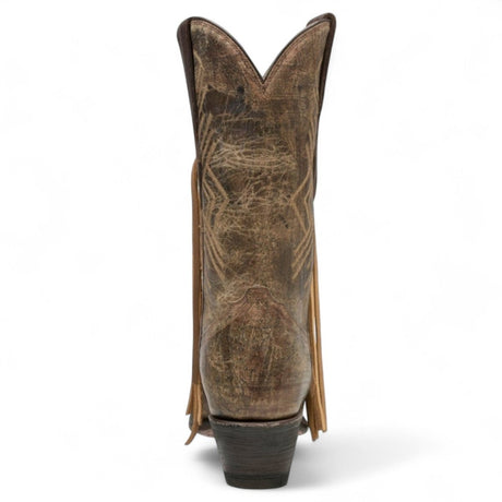 Botas de Piel Original Punta Recortada Color Cafe con Flecos - Ive West - Rudel & Co.