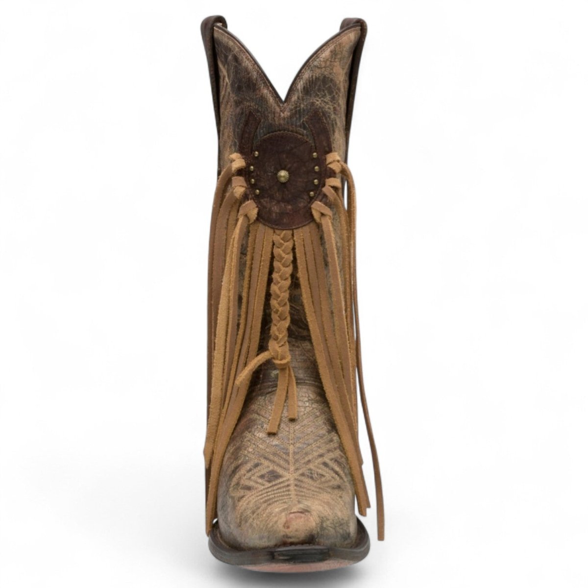 Original Leather Boots with Cut Toe Brown Color with Fringes - Ive Wes