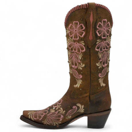 Botas de Piel Original Punta Recortada Color Cafe con Rosa - Ive West - Rudel & Co.
