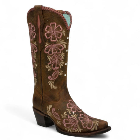 Botas de Piel Original Punta Recortada Color Cafe con Rosa - Ive West - Rudel & Co.