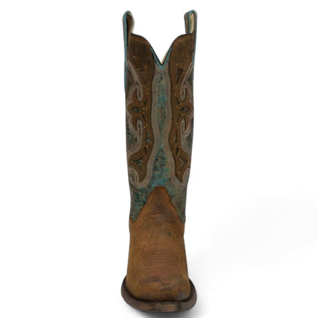 Botas de Piel Original Punta Recortada Color Cafe con Turquesa - Ive West - Rudel & Co.