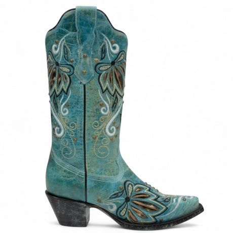 Botas de Piel Original Punta Recortada Color Turquesa - Ive West - Rudel & Co.