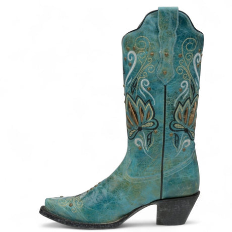 Botas de Piel Original Punta Recortada Color Turquesa - Ive West - Rudel & Co.