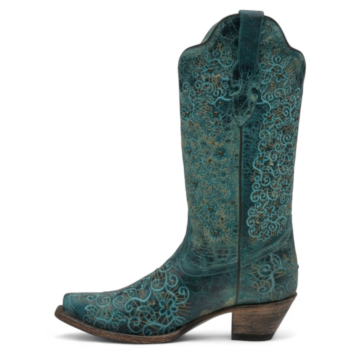 Botas de Piel Original Punta Recortada Color Turquesa - Ive West - Rudel & Co.