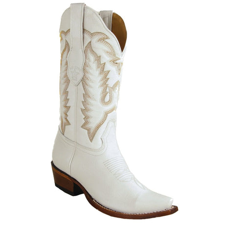 Women´s Western Genuine Leather Snip Toe Boots White Color - Los Altos Boots