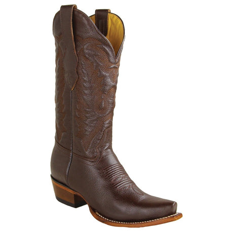 Women´s Western Genuine Leather Snip Toe Boots Brown Color - Los Altos Boots