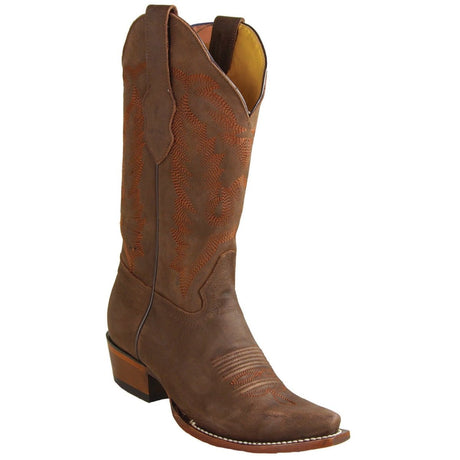 Women´s Western Genuine Leather Snip Toe Boots Crazy Brown Color - Los Altos Boots