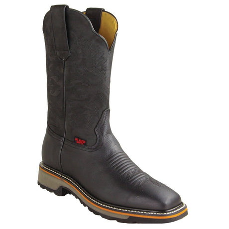 Botas de Piel Original Punta Rodeo Cuadrada Ancha Color Negro - Los Altos Boots - Los Altos Boots
