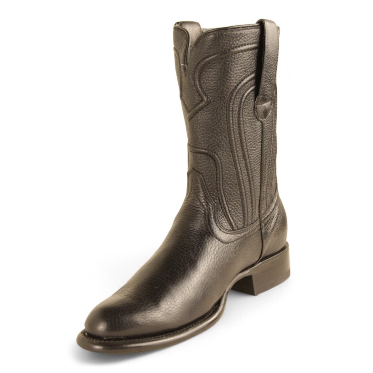 Botas de Piel Original Roper Punta Oval con Zipper Color Negro - Los Altos Boots - Los Altos Boots