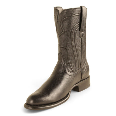 Botas de Piel Original Roper Punta Oval con Zipper Color Negro - Los Altos Boots - Los Altos Boots
