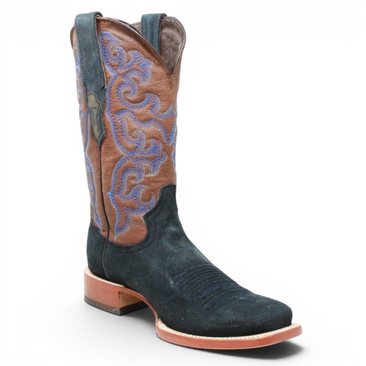 Botas de Piel Original Ruff Out Punta Cuadrada Color Azul Marino - Tanner Mark Boots - Tanner Mark Boots