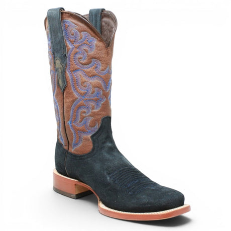 Botas de Piel Original Ruff Out Punta Cuadrada Color Azul Marino - Tanner Mark Boots - Tanner Mark Boots