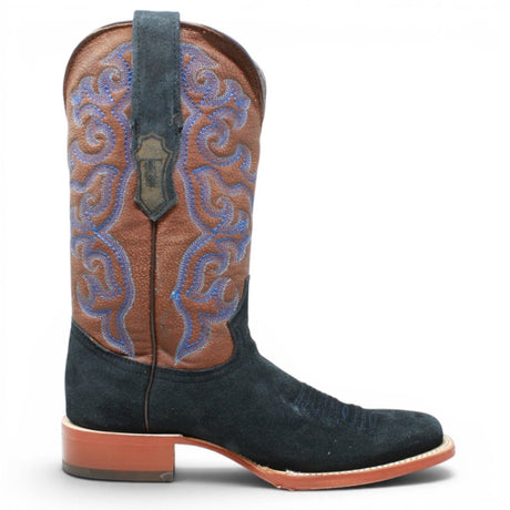 Botas de Piel Original Ruff Out Punta Cuadrada Color Azul Marino - Tanner Mark Boots - Tanner Mark Boots