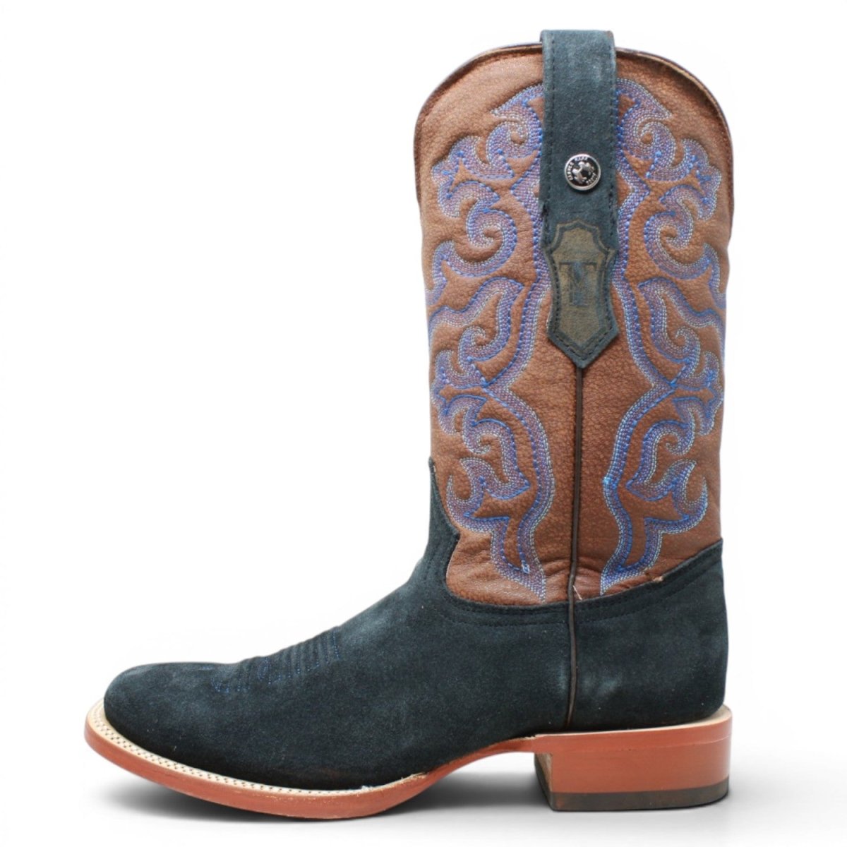 Botas de Piel Original Ruff Out Punta Cuadrada Color Azul Marino - Tanner Mark Boots - Tanner Mark Boots