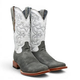 Botas de Piel Original Ruff Out Punta Cuadrada Color Gris - Tanner Mark Boots - Tanner Mark Boots