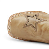 Botas de Piel Pulida con Diseño Tri-Star Punta Cuadrada Para Dama Color Arena - Tanner Mark Boots - Tanner Mark Boots