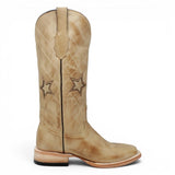 Botas de Piel Pulida con Diseño Tri-Star Punta Cuadrada Para Dama Color Arena - Tanner Mark Boots - Tanner Mark Boots