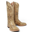 Botas de Piel Pulida con Diseño Tri-Star Punta Cuadrada Para Dama Color Arena - Tanner Mark Boots - Tanner Mark Boots