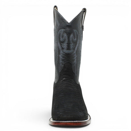 Botas de Piel Punta Cuadrada Piton Grabado Nobuck- Rodeo Imports - Rodeo Imports