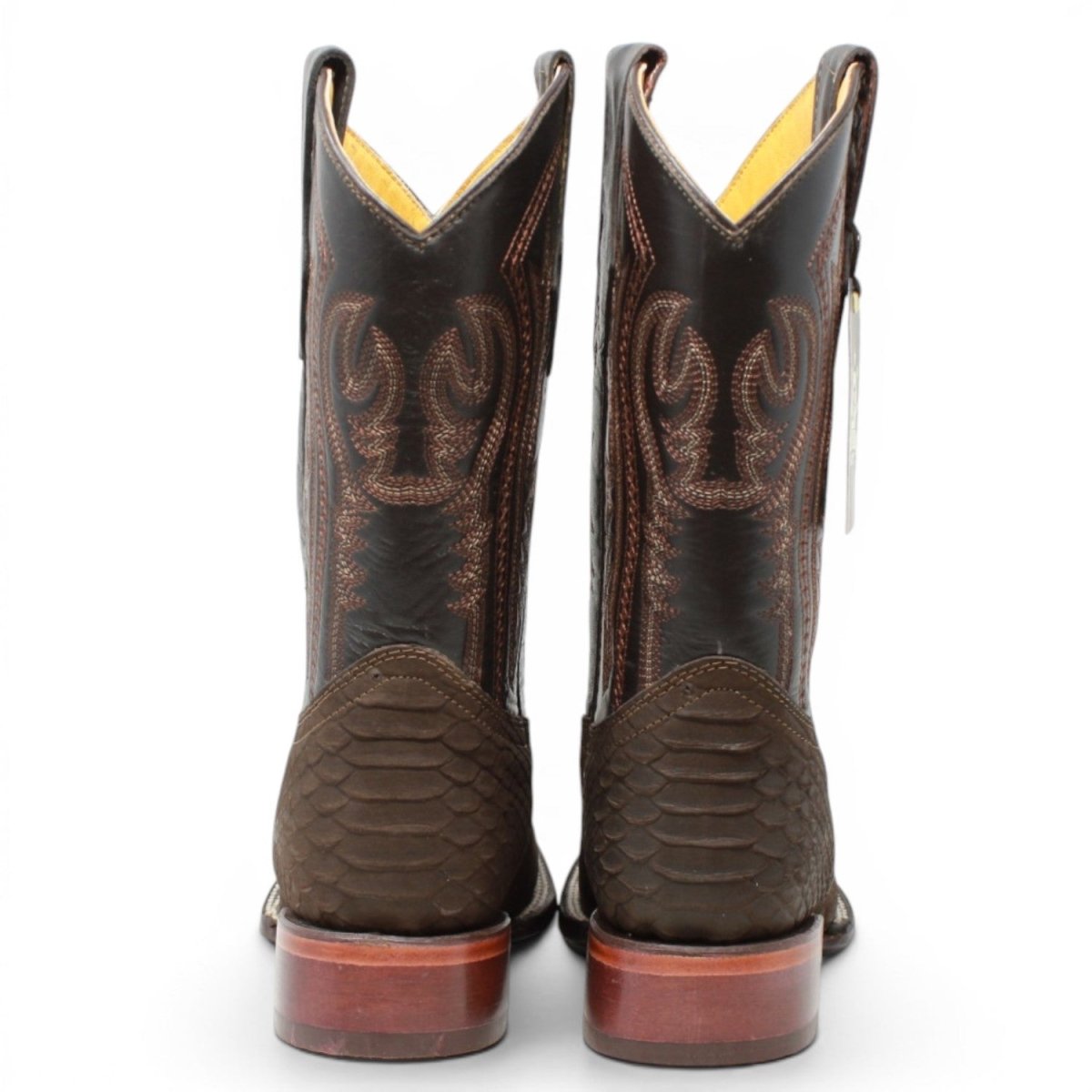 Botas de Piel Punta Cuadrada Piton Grabado Nobuck- Rodeo Imports - Rodeo Imports