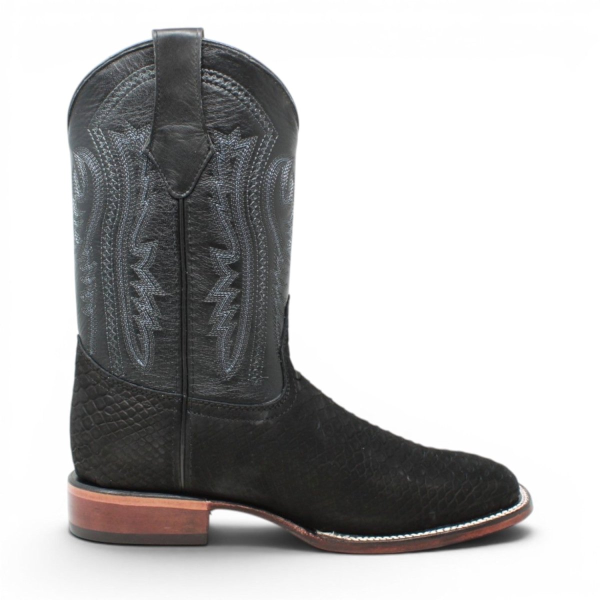 Botas de Piel Punta Cuadrada Piton Grabado Nobuck- Rodeo Imports - Rodeo Imports