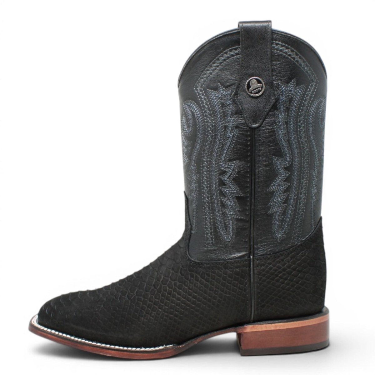 Botas de Piel Punta Cuadrada Piton Grabado Nobuck- Rodeo Imports - Rodeo Imports