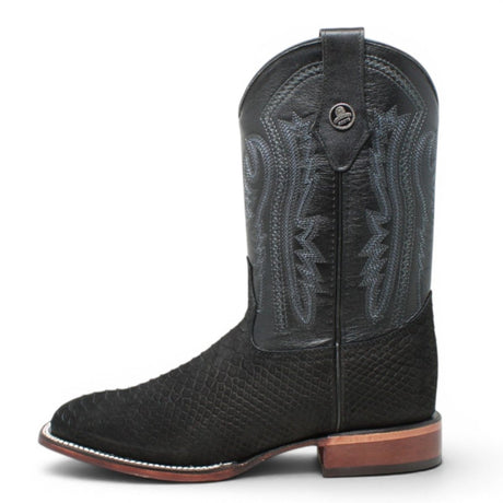 Botas de Piel Punta Cuadrada Piton Grabado Nobuck- Rodeo Imports - Rodeo Imports