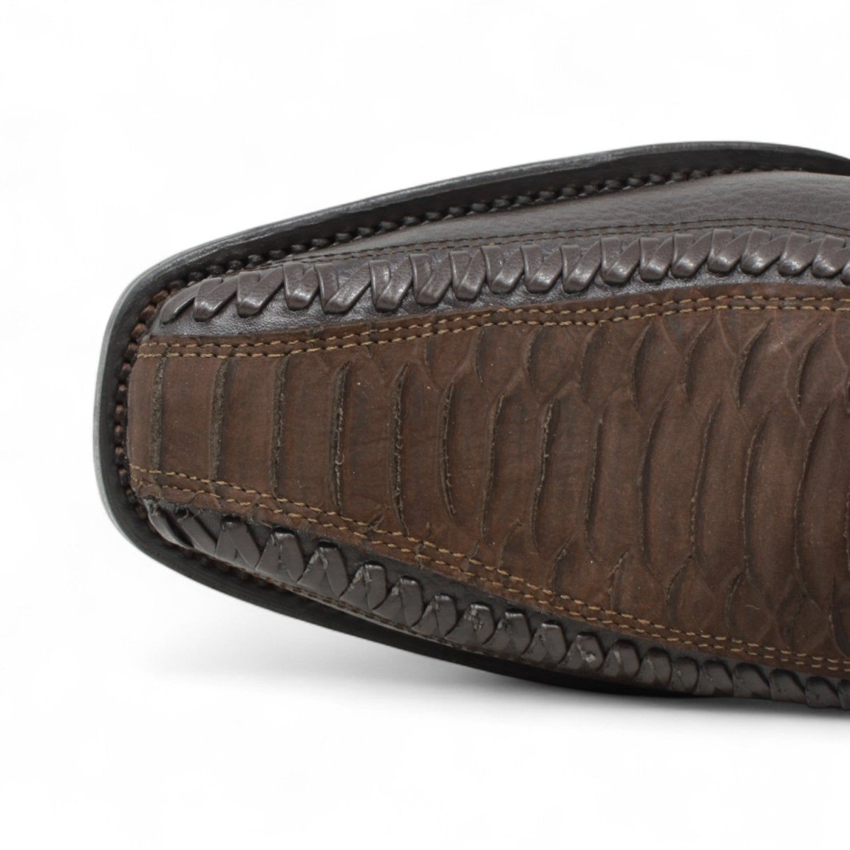 Botas de Piel Punta Cuadrada Piton Nobuck Color Cafe con Cierre - LC260 - La Carreta