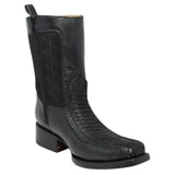 Botas de Piel Punta Cuadrada Piton Nobuck Color Cafe con Cierre - LC260Negro - La Carreta