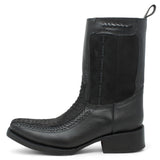 Botas de Piel Punta Cuadrada Piton Nobuck Color Cafe con Cierre - LC260Negro - La Carreta