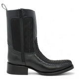 Botas de Piel Punta Cuadrada Piton Nobuck Color Cafe con Cierre - LC260Negro - La Carreta