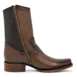 Botas de Piel Punta Dubai Cuadrada Para Hombre Color Cafe con Cierre - LC261 Cafe - La Carreta