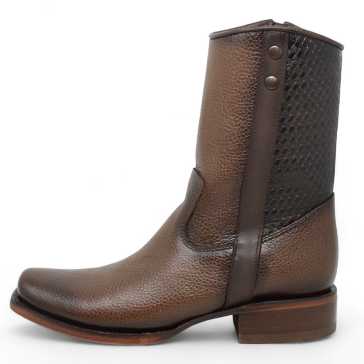 Botas de Piel Punta Dubai Cuadrada Para Hombre Color Cafe con Cierre - LC261 Cafe - La Carreta